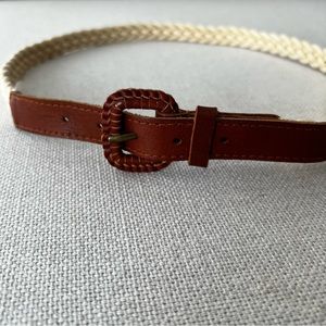 Faux Brown Leather Braided Boho Belt